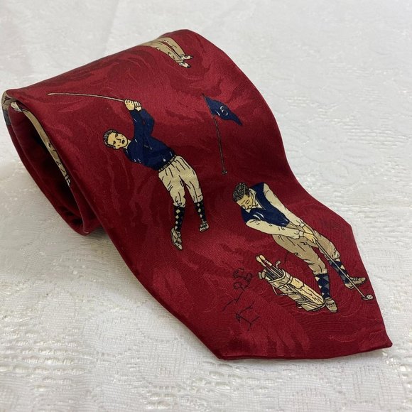 Zianetti Tie, Men's, Silk, Golfer, Golf Bag - Picture 1 of 9